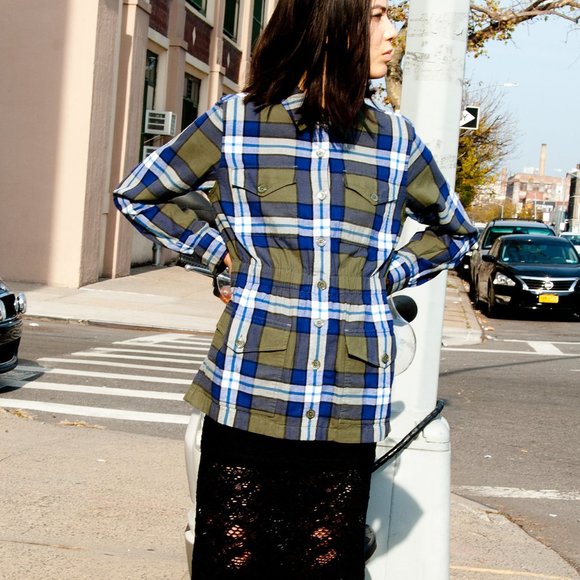 NWT EQUIPMENT Green Plaid Military Style Button Down Cotton Jacket Size M $298 - Picture 12 of 12